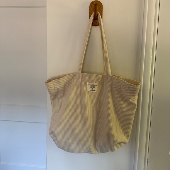 NEW Sezane Corduroy Tote, Ivory - Picture 5 of 7